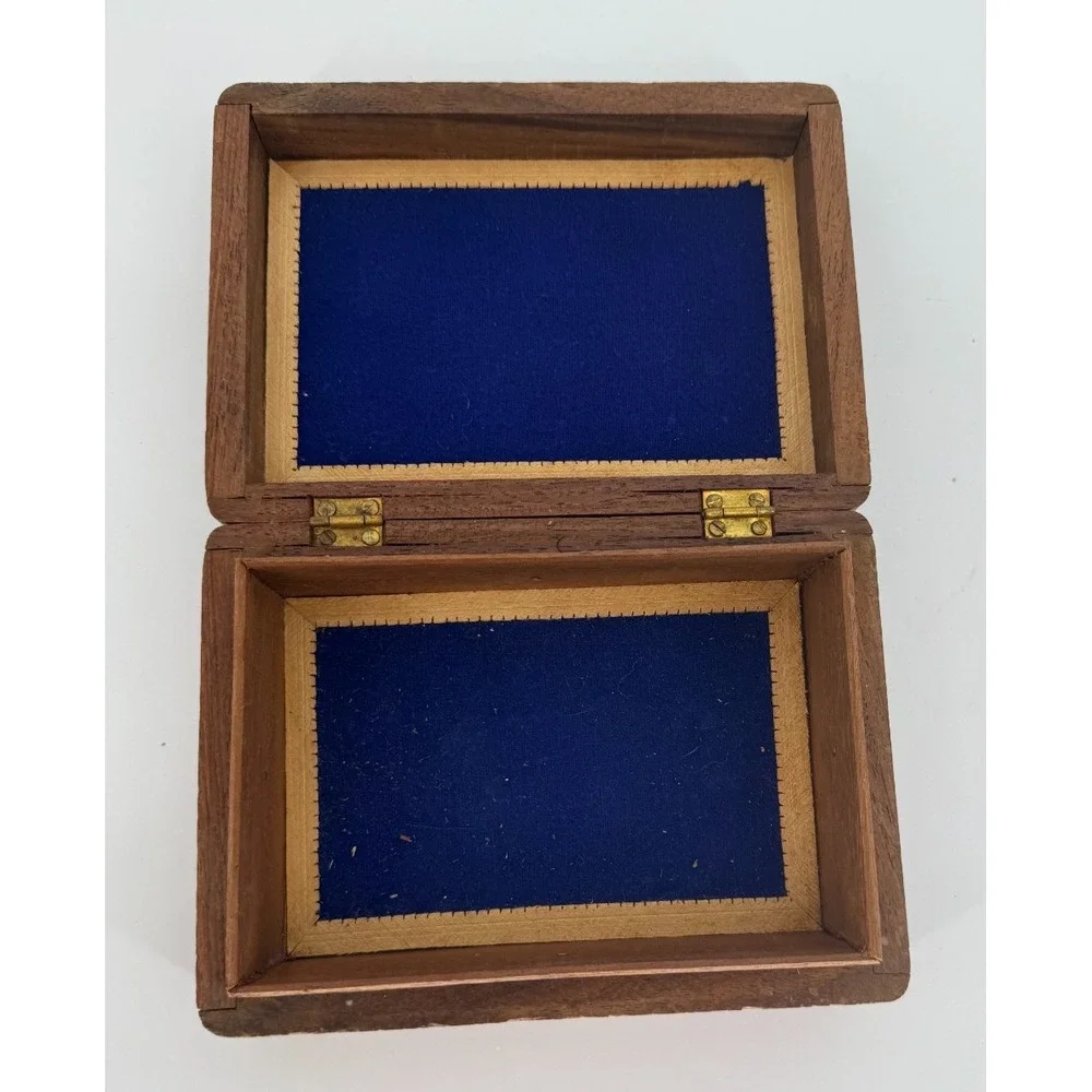 Vintage Sheesham Wood Jewelry Box Floral Carved Inlay‎ India 6.5x4.75x2.75 BoHo